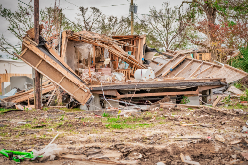 mobile home damaged by hurricane