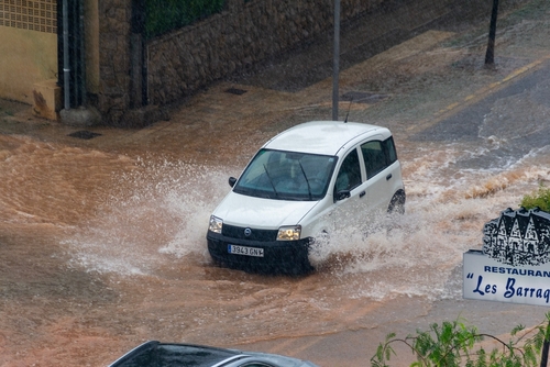 flooded car